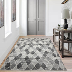 LoomBloom 5x8 Stylish Gray Handmade Wool Tribal Moroccan Rug