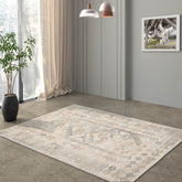 LoomBloom 5x8 Handcrafted Beige Oriental Kilim Wool Rug
