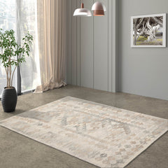 LoomBloom 5x8 Handcrafted Beige Oriental Kilim Wool Rug