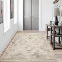 LoomBloom Hand Woven Beige Southwestern Moroccan Wool Rug 5x8