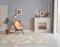 LoomBloom 5x8 Beige Hand-knotted Southwestern Moroccan Wool Oriental Area Rug