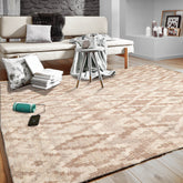 LoomBloom 5x8 Oriental Beige Hand Woven Southwestern Kilim Wool Area Rug