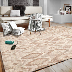 LoomBloom 5x8 Oriental Beige Hand Woven Southwestern Kilim Wool Area Rug