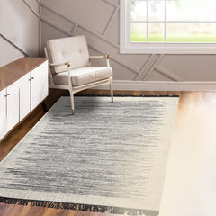 LoomBloom 5x8 Modern Ivory Hand Woven Kilim Wool Oriental Rug