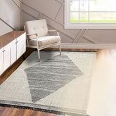 LoomBloom 5x8 Ivory Handmade Geometric Kilim Wool Oriental Rug