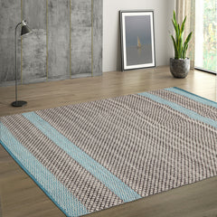 LoomBloom 5x8 Black, Blue Modern Kilim Hand Woven Oriental Wool Area Rug