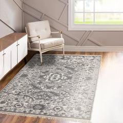 LoomBloom Hand Woven White Oriental Area Rug 5x8 in Traditional Kilim Wool