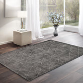LoomBloom 5x8 Charcoal Contemporary Moroccan Wool Rug, Handcrafted
