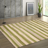 LoomBloom 5x8 Beige Handcrafted Striped Wool Oriental Rug