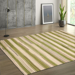 LoomBloom 5x8 Beige Handcrafted Striped Wool Oriental Rug