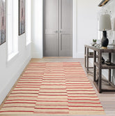LoomBloom 5x8 Contemporary Stripes Beige Hand Woven Oriental Wool Area Rug