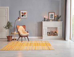 LoomBloom 5x8 Beige Contemporary Striped Hand Woven Wool Oriental Area Rug