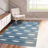 LoomBloom Contemporary Ikat Wool Blue Hand Woven Oriental Rug 5x8