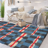 LoomBloom 5x8 Blue Contemporary Ikat Wool Oriental Area Rug