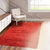 LoomBloom 5x8 Red Hand Woven Solid Wool Shag Area Rug with Contemporary Style