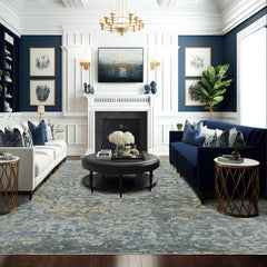 8x10 Gray Beige Light Gold Color Hand Knotted Transitional Oushak w/o border Wool Transitional Oriental Rug