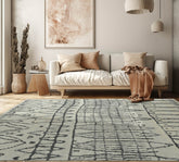 8x10 Beige Gray Color Hand Knotted Moroccan Tribal Pattern Wool Tribal Oriental Rug