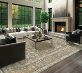 8x10 Moss Rust Beige Color Hand Knotted Oushak Wool Traditional Oriental Rug