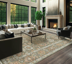 8x10 Moss Rust Beige Color Hand Knotted Oushak Wool Traditional Oriental Rug