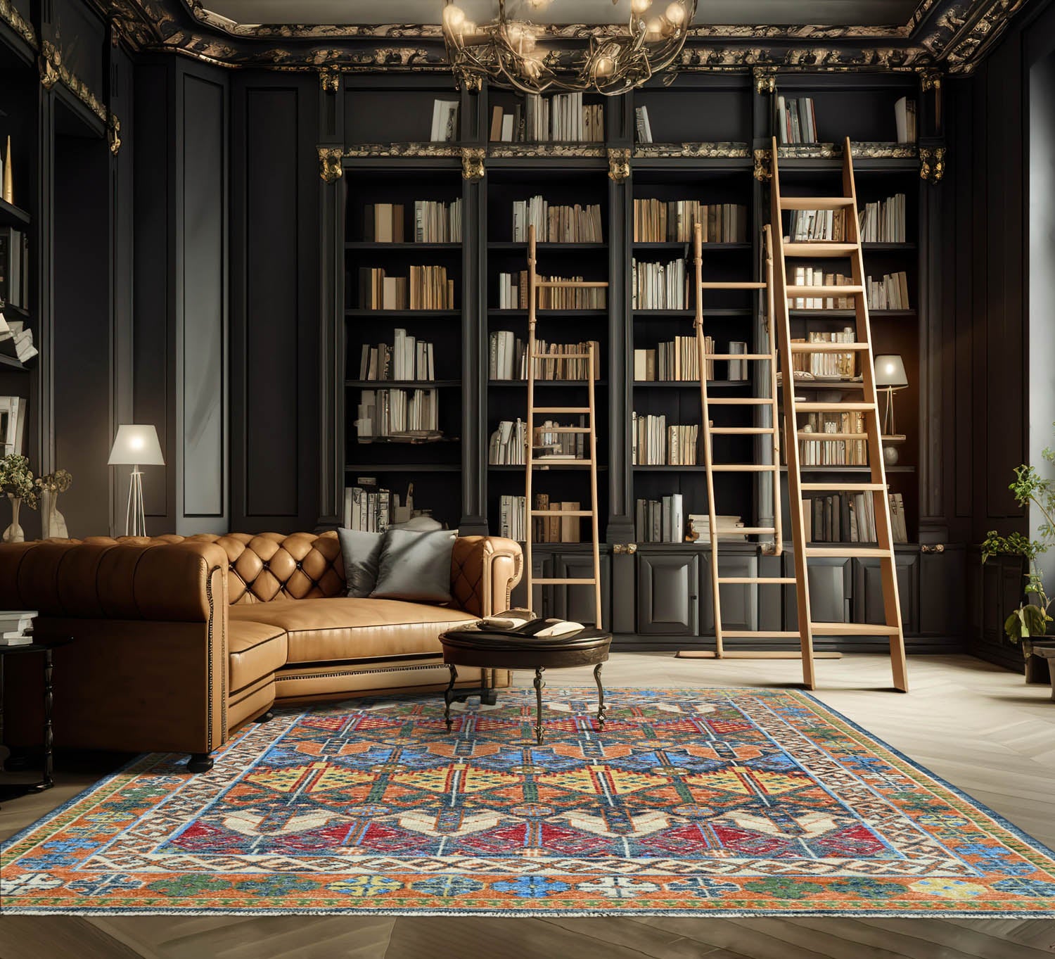 8x10 Green Gold Orange Color Hand Knotted Oushak Arts & Crafts Wool Arts & Crafts/Mission Oriental Rug