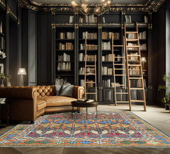 8x10 Green Gold Orange Color Hand Knotted Oushak Arts & Crafts Wool Arts & Crafts/Mission Oriental Rug