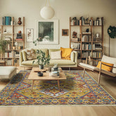 8x10 Gold Navy Burnt Orange Color Hand Knotted Oushak Wool Traditional Oriental Rug