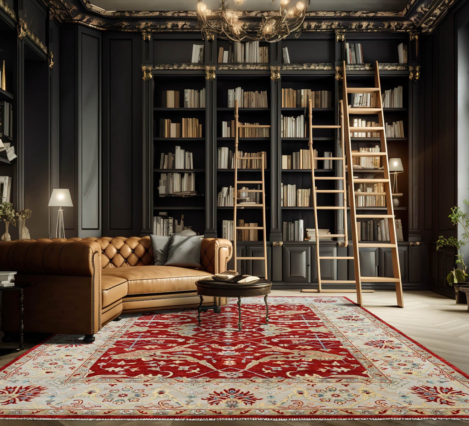 9x12 Red Beige Gray Color Hand Knotted Oushak Wool Traditional Oriental Rug