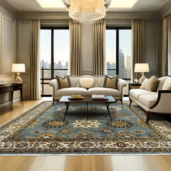 8x10 Blue Cream Gold Color Hand Knotted Oushak Arts & Crafts Wool Arts & Crafts/Mission Oriental Rug