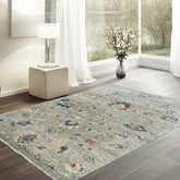 5x8 Gray Beige Blue Color Hand Knotted Transitional Wool Transitional Oriental Rug