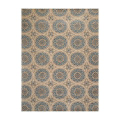 9' x12' Tan Blue Beige Color Hand Tufted 100% Wool Transitional Oriental Rug