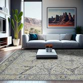 8' 9''x12' Bluish Gray Beige Blue Color Hand Knotted Turkish Oushak 100% Wool Transitional Oriental Rug