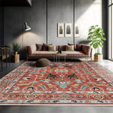 9' x11' 9'' Burnt Orange Gray Turquoise Color Hand Knotted Turkish Oushak 100% Wool Arts & Crafts Oriental Rug