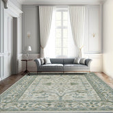 8' 10''x11' 11'' Ivory Sea Foam Gray Color Hand Knotted Turkish Oushak 100% Wool Transitional Oriental Rug