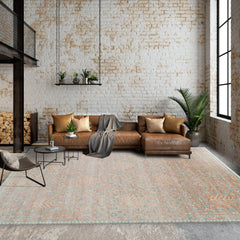 10' 1''x13' 11'' Blush Aqua Ivory Color Hand Knotted Turkish Oushak 100% Wool Transitional Oriental Rug