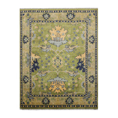 Multi Size Hand Knotted LoomBloom Muted Turkish Oushak 100% Wool Traditional  Oriental Area Rug Green,Navy Color