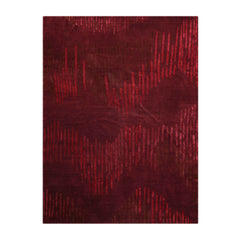 9x12 Hand Knotted Tibetan Wool and Silk Mikhaelin Kohlberg Modern & Contemporary Oriental Area Rug Maroon, Burgundy Color