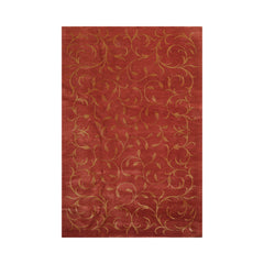 Multi Size Raspberry, Gold Hand Knotted Tibetan Wool and Silk Tibetan Transitional Oriental Area Rug