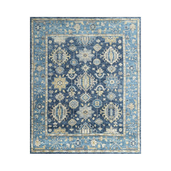 8x10 Blue, Beige Hand Knotted 100% Wool Turkish Oushak Transitional Oriental Area Rug