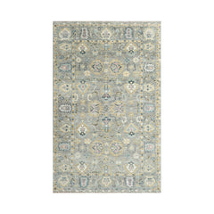 2' 7''x8' 5'' Gray Light Gold Ivory Color Hand Knotted Indo Oushak 100% Wool Traditional Oriental Area Rug