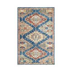 Multi Size Blue Hand Knotted Indo Oushak 100% Wool Arts & Crafts Oriental Area Rug