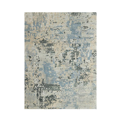 8x10 Blue, Gray LoomBloom Hand Knotted Modern Abstract Tibetan 100% Wool Oriental Area Rug