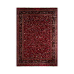 Palace Hand Knotted Persian 100% Wool Mashad Traditional Oriental Area Rug Burgundy, Midnight Blue Color