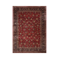 Palace Hand Knotted Persian 100% Wool Kashan Traditional Oriental Area Rug Red, Midnight Blue Color