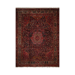 Palace Hand Knotted Persian 100% Wool Traditional Oriental Area Rug Midnight Blue , Coral Color