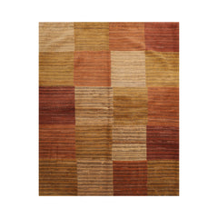 3x5 Hand Knotted Tibetan 100% Wool Michaelian & Kohlberg Checked Oriental Area Rug Rust, Gold Color