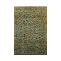 6x9 Hand Knotted Tibetan Wool and Silk Michaelian & Kohlberg Traditional Oriental Area Rug Green, Beige Color