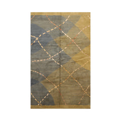 6x9 Hand Knotted Tibetan Wool and Silk Tufenkian Modern & Contemporary Oriental Area Rug Tone On Tone,Gray Color