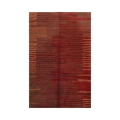 6x9 Hand Knotted Tibetan 100% Wool Tufenkian Modern & Contemporary Oriental Area Rug Rust, Brown Color