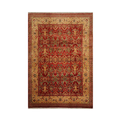 9x12 Hand Knotted Arts & Crafts 100% Wool Michaelian & Kohlberg Arts & Crafts Oriental Area Rug Rusty Red, Gold Color
