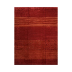 9x12 Hand Knotted Tibetan Wool and Silk Michaelian & Kohlberg Modern & Contemporary Oriental Area Rug Raspberry, Burnt Orange Color